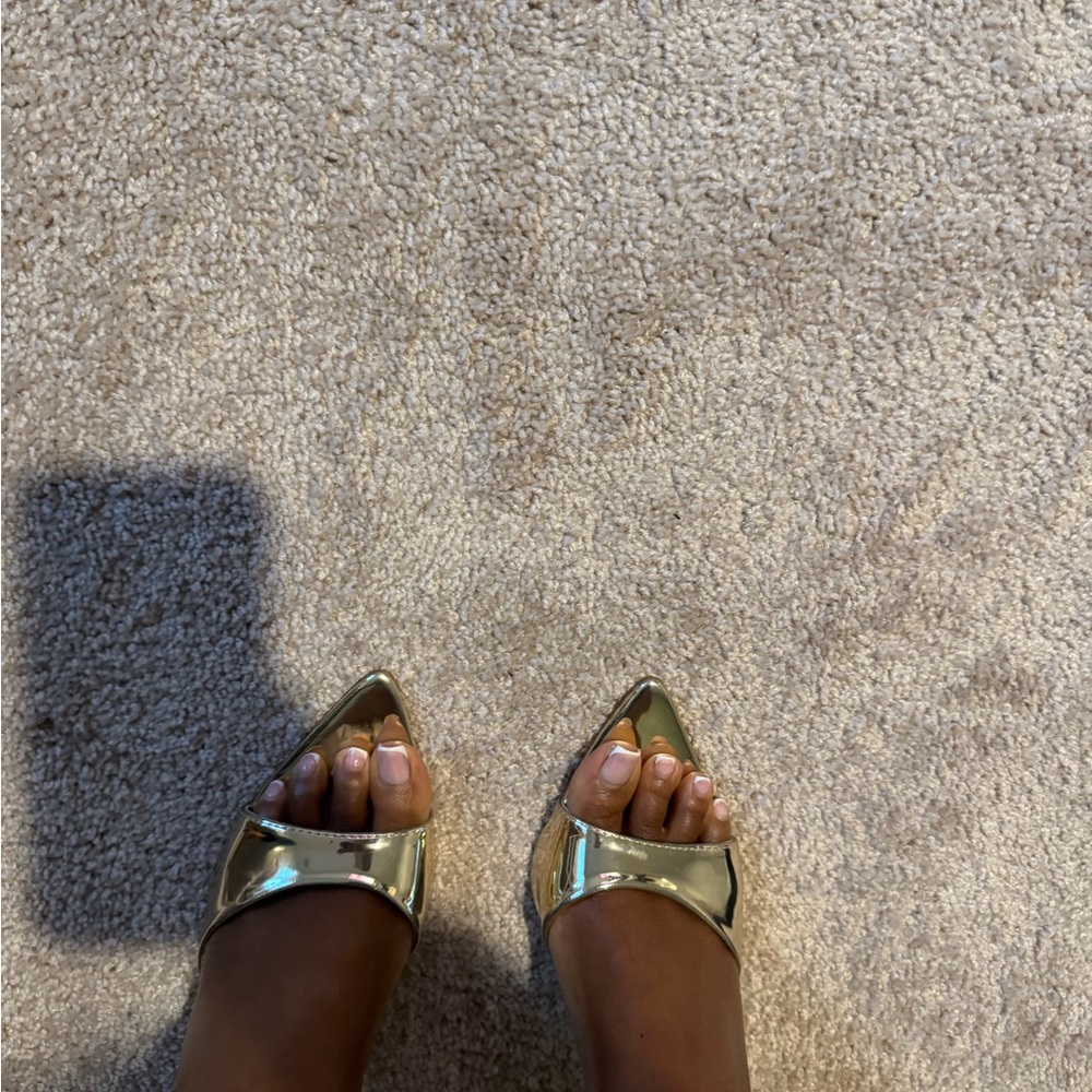 PrettyLittleThing Metallic Gold Open-Toe Heels